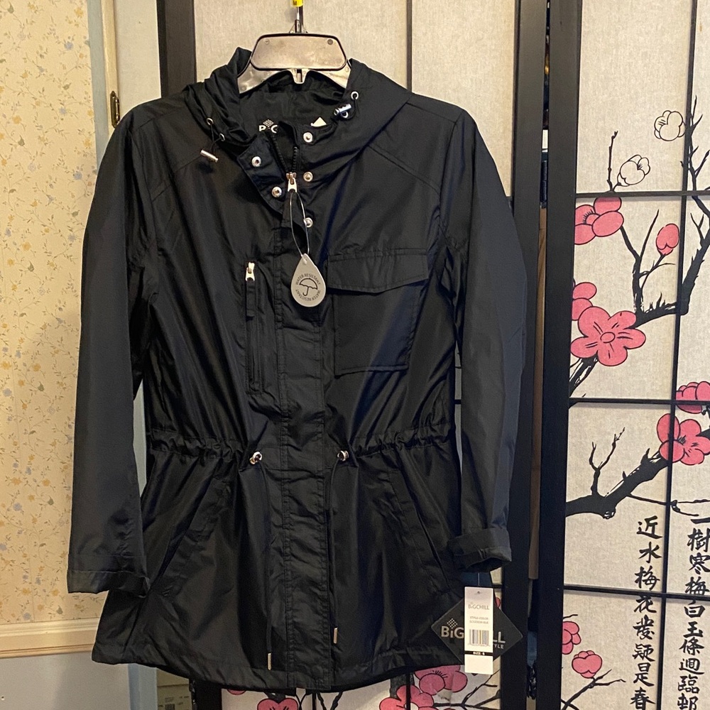 Big Chill Black Utility Jacket with Hood water resistant